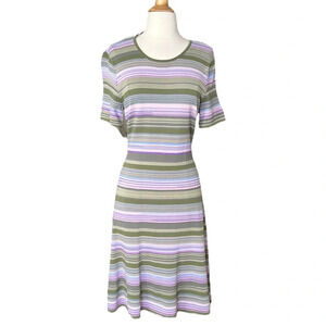 SHOSHANNA Adena Multi-Colored Stripe Knit Dress Retro Preppy Career, Size Large
